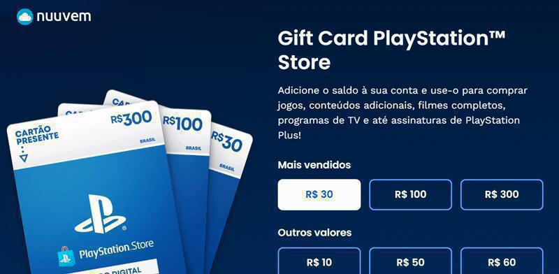 At Nuuvem you can buy PlayStation Store gift cards with cashback and installment options.